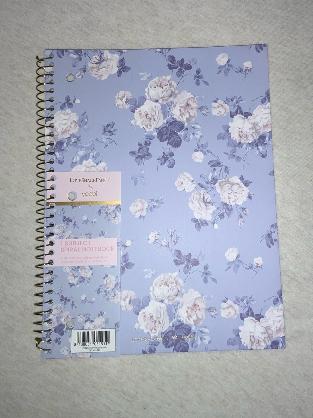 4-Piece LoveShackFancy x Yoobi Blue Floral Notebook & Ruffle Pouch Set - Picture 4 of 5